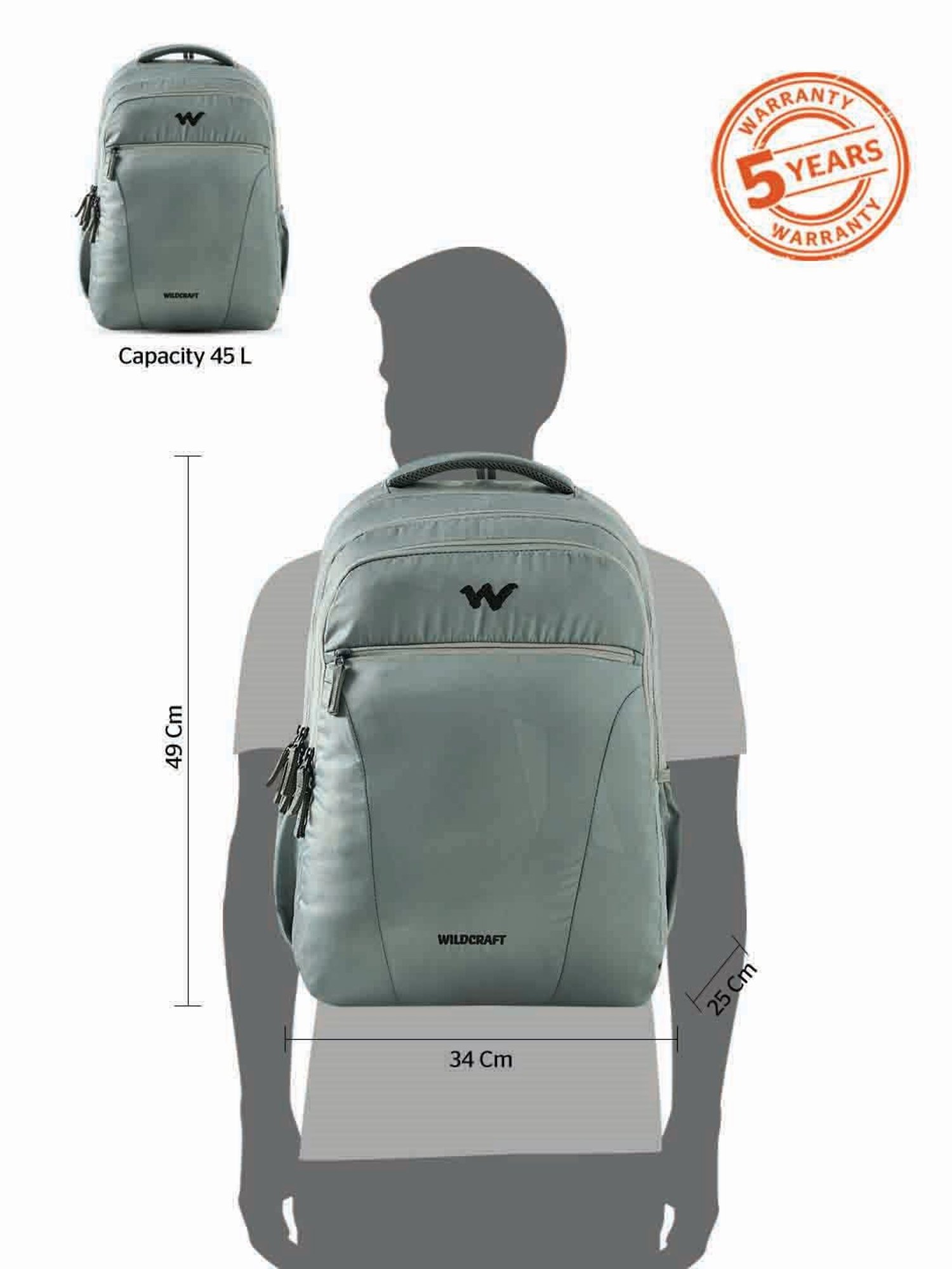 Wildcraft Bravo 45 LP Grey Laptop Backpack