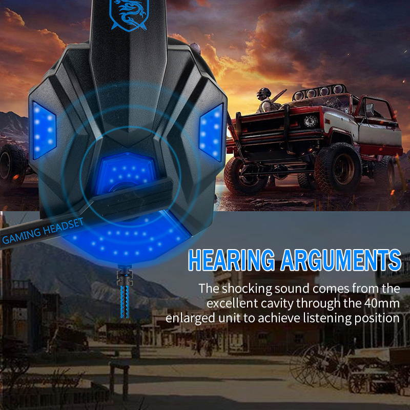 SpeedSpider Professional Led Light Gamer Headset for Computer PS4 Gaming Headphones Adjustable Bass Stereo PC Wired Headset With Mic