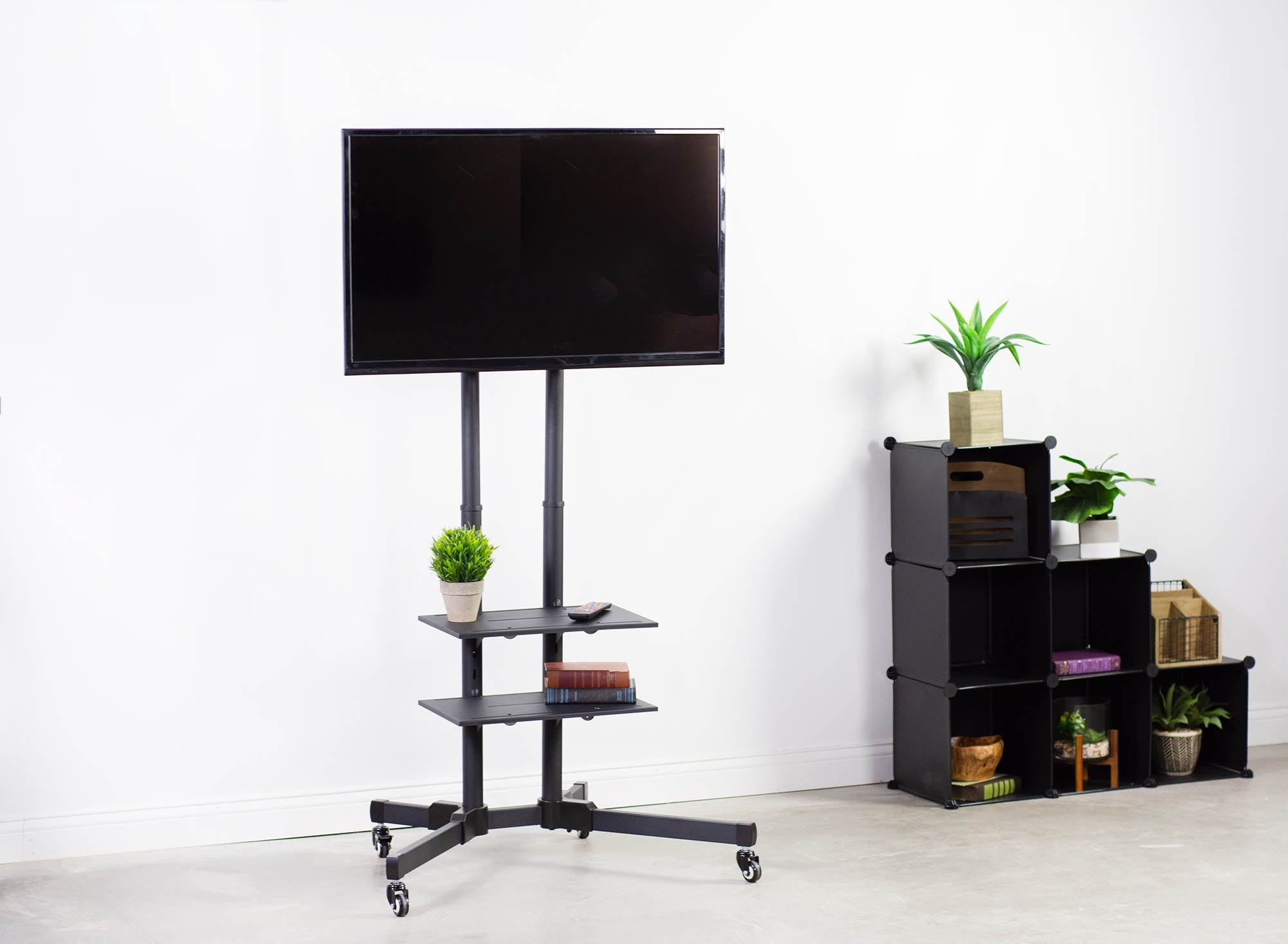 VIVO Mobile TV Cart for 37" to 70" LCD LED Plasma Flat Panel Screens | Rolling TV Stand with Wheels (STAND-TV01B)