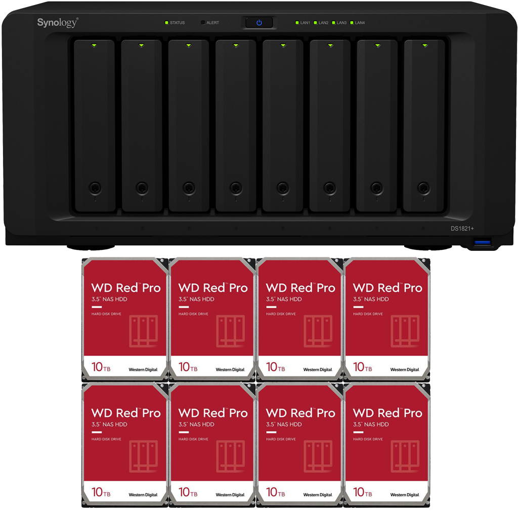 Synology DS1821+ DiskStation with 4GB RAM and 112TB (8 x 14TB) of Western Digital PRO NAS Drives Fully Assembled and Tested By CustomTechSales