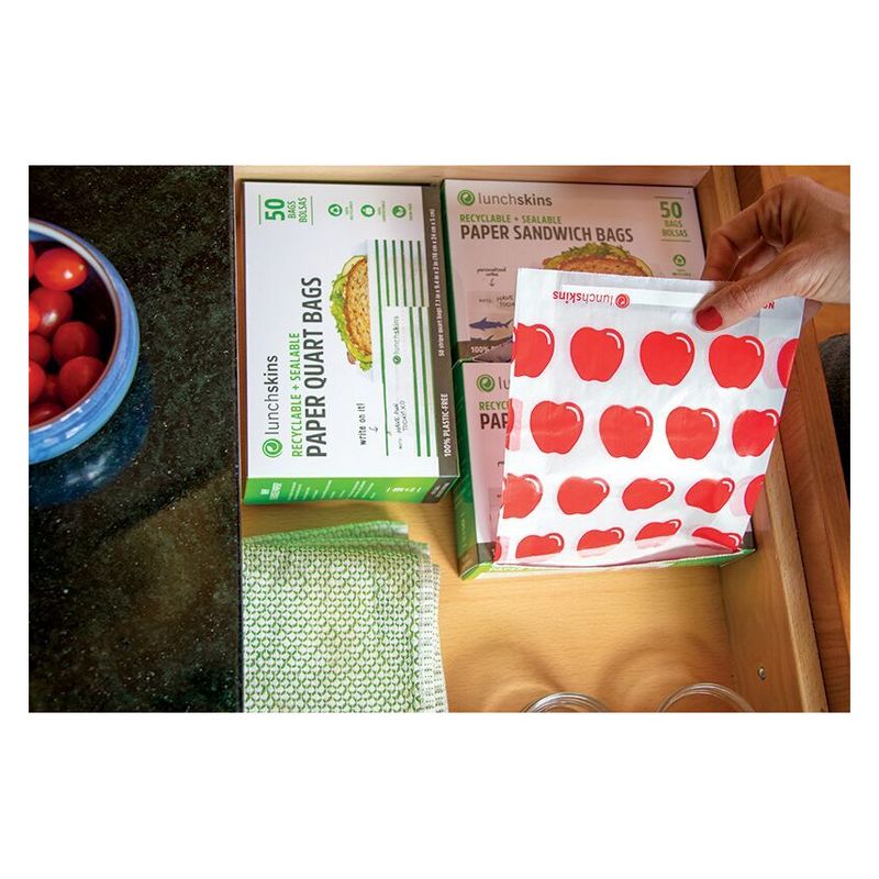 Lunchskins Recyclable & Sealable Paper Sandwich Bags - Apple - 50ct