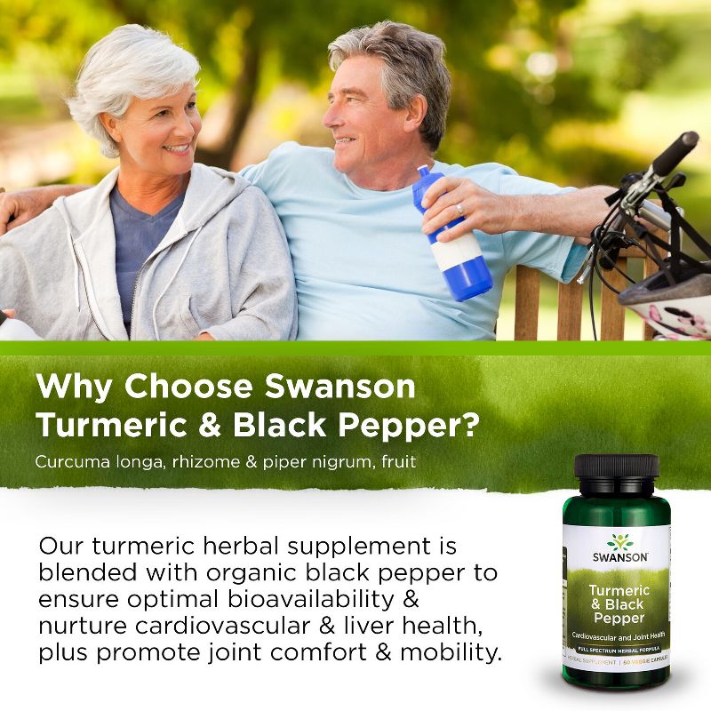 Swanson Turmeric & Black Pepper Vegetable Capsules, 600 mg, 60 Count