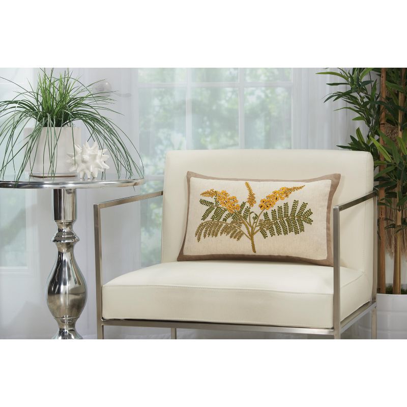 Nourison Wood Beads Pillow Green Throw Pillow  - 12" x 20"