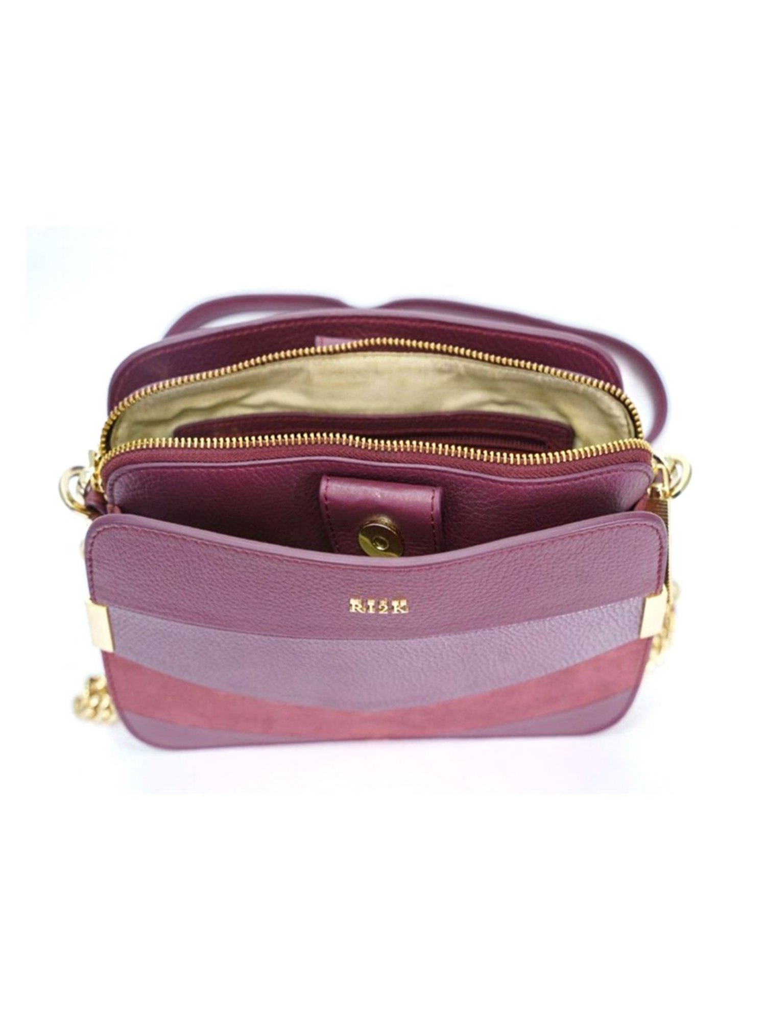 RI2K London Wine Leather Small Cross Body Bag