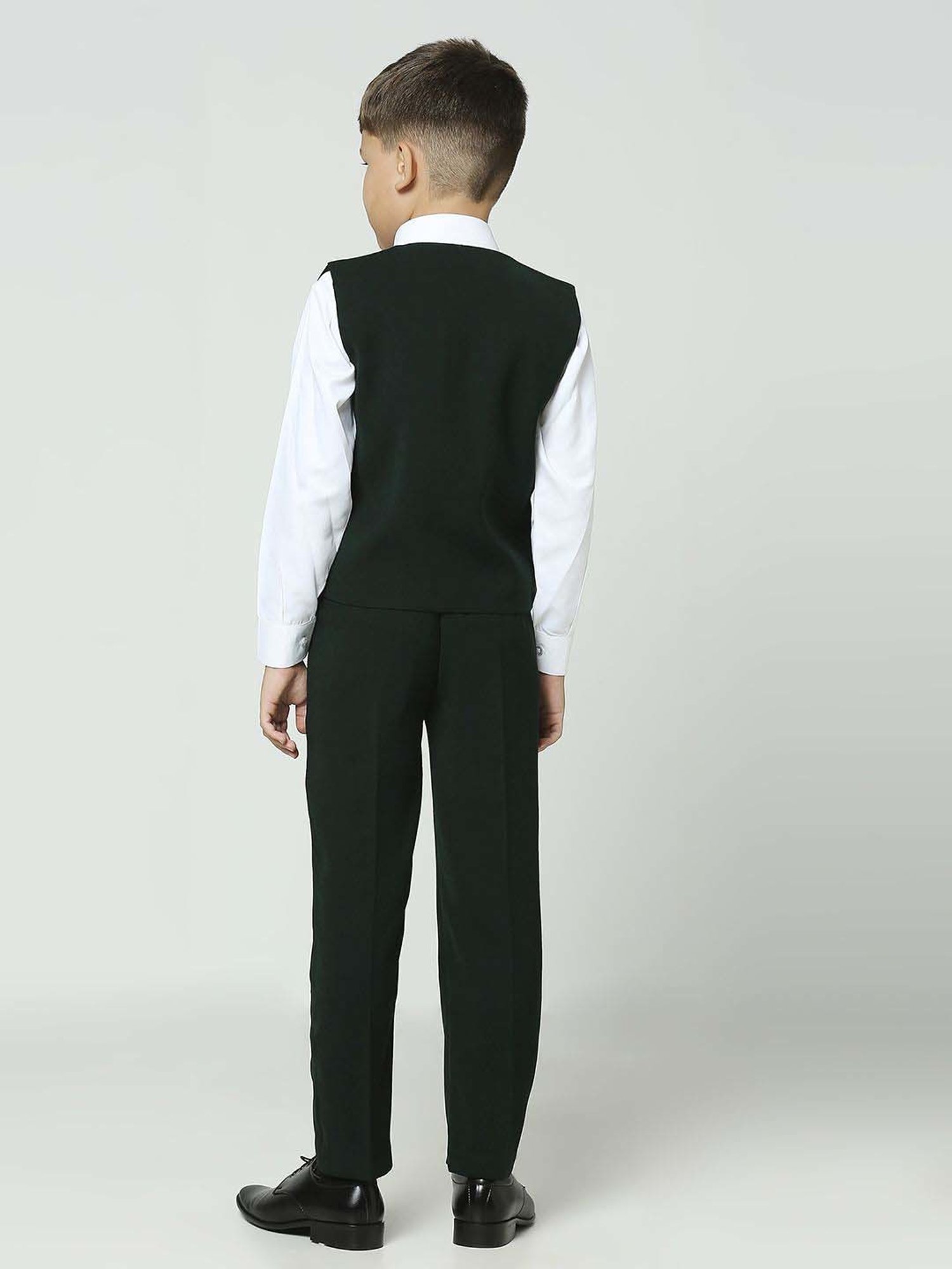 Kids Island Boys Green & White Embroidery Full Sleeves Suit Set