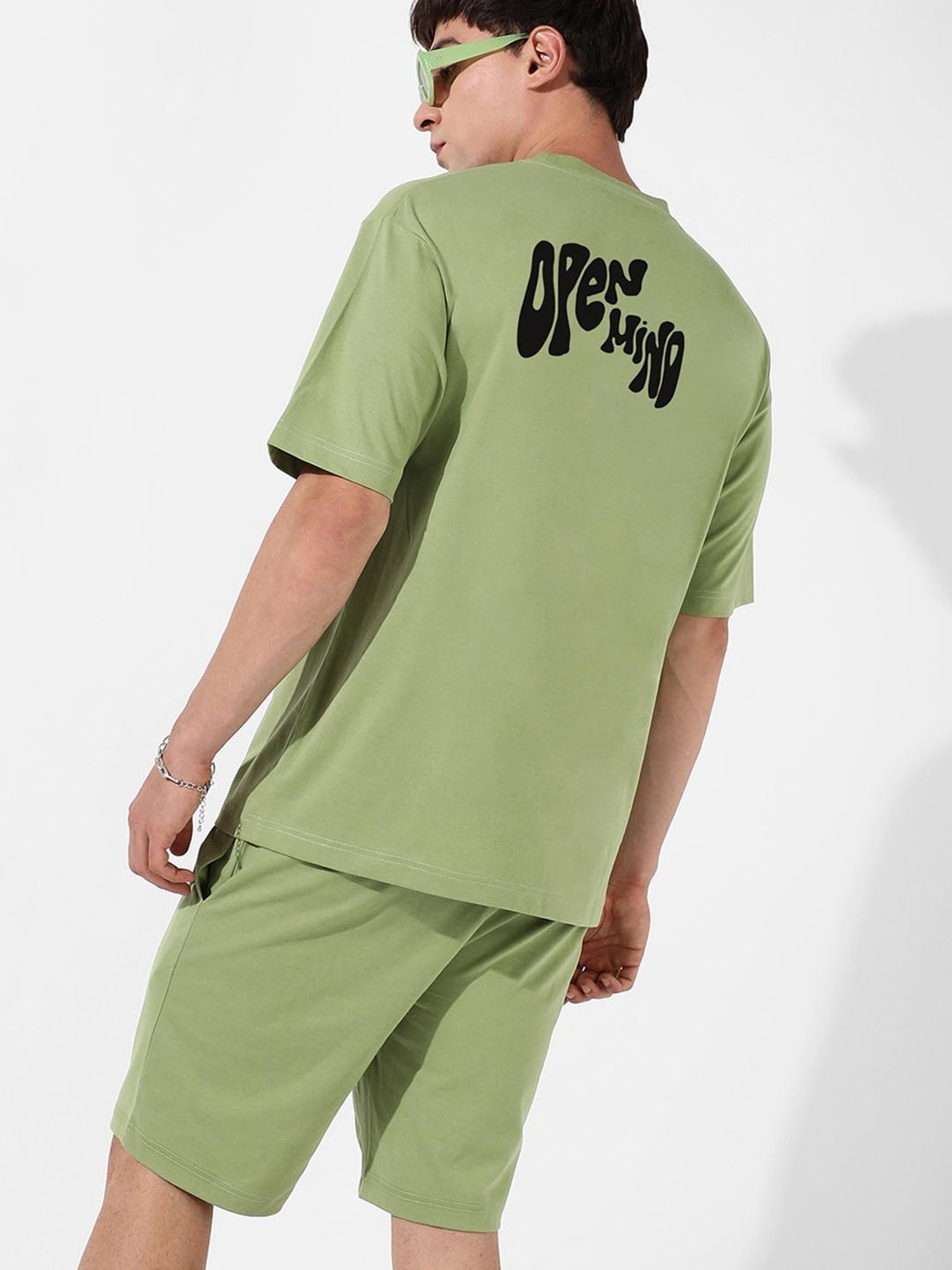 Campus Sutra Green Regular Fit Oversized Printed Co-Ord Set