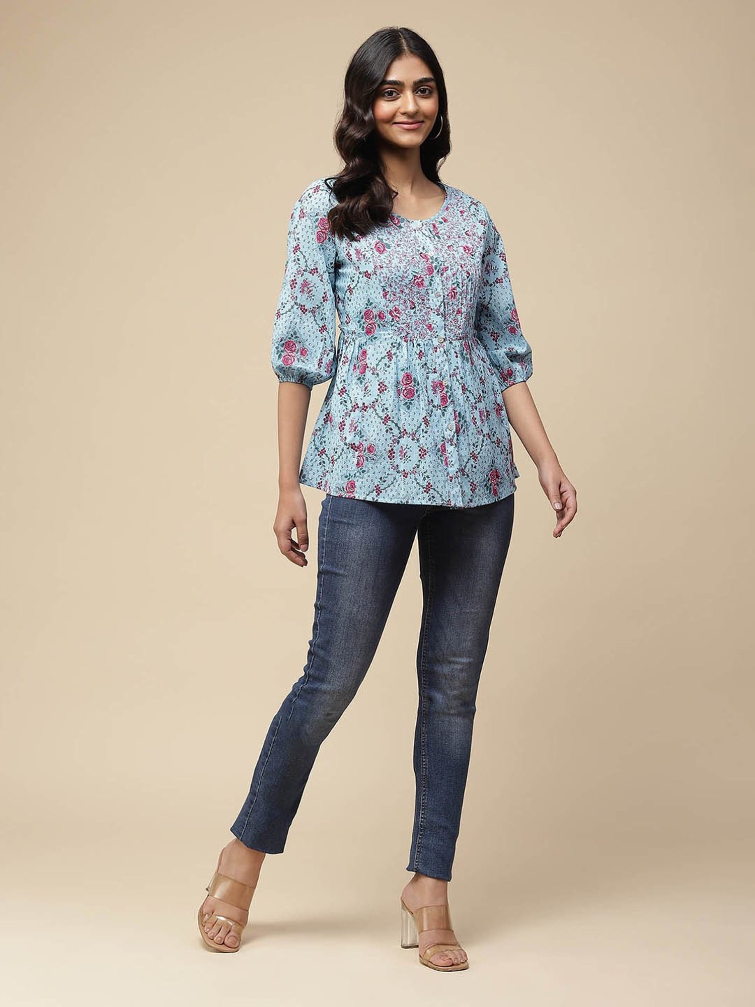 aarke Ritu Kumar Blue Printed Top