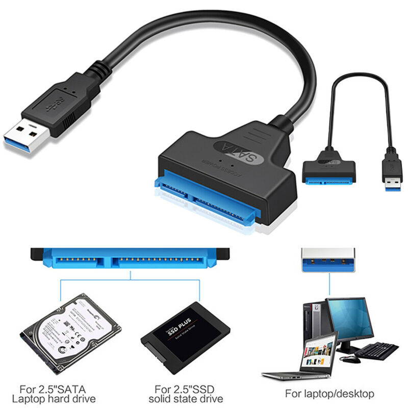 USB 3.0 to 2.5" SATA 2 Hard Drive Adapter Cable - SATA to USB 3.0 Converter for SSD/HDD - Hard Disk Drive Lead 22 pins