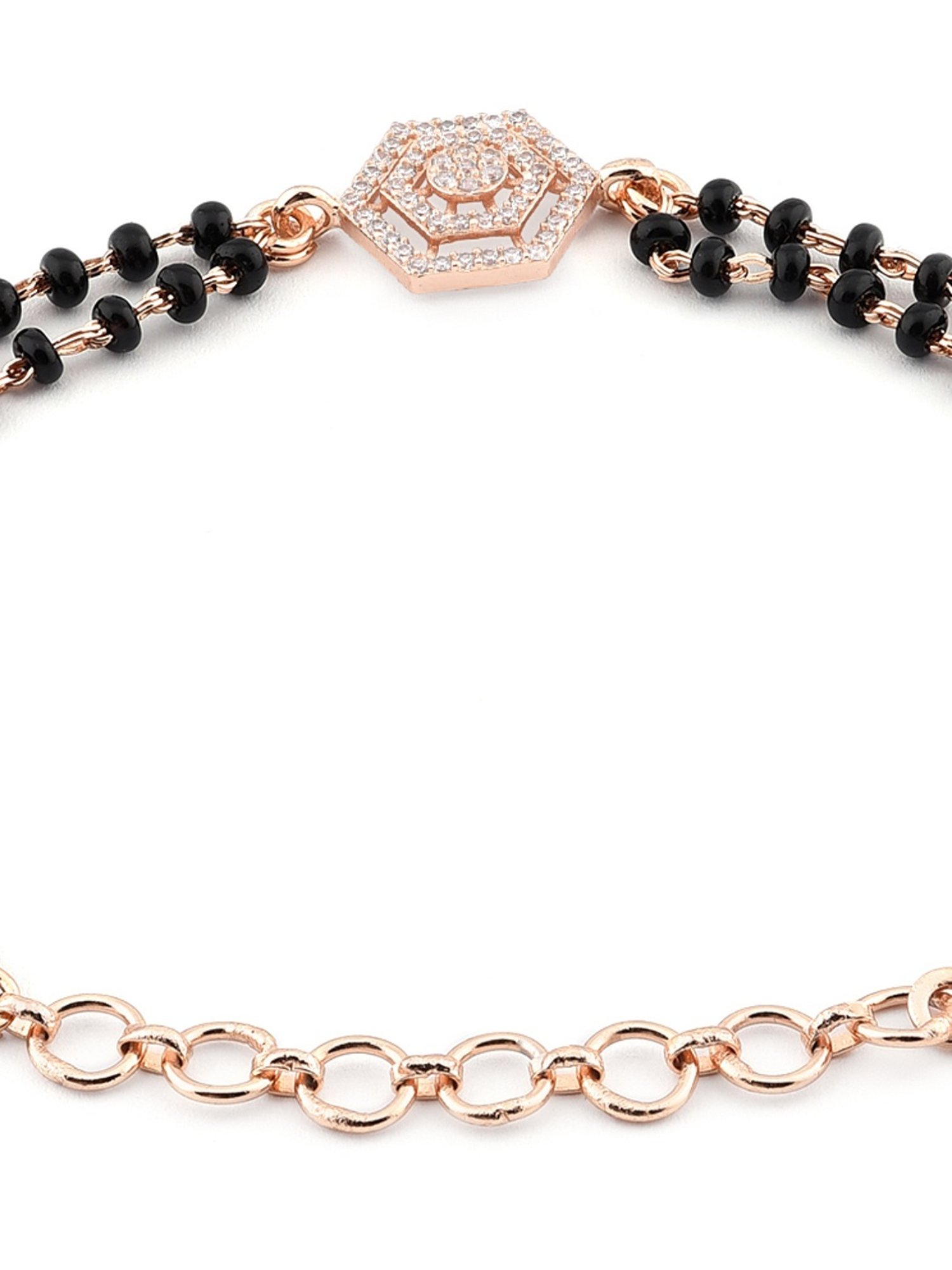 Zaveri Pearls Rose Gold Contemporary Cubic Zirconia Mangalsutra Bracelet-ZPFK12639