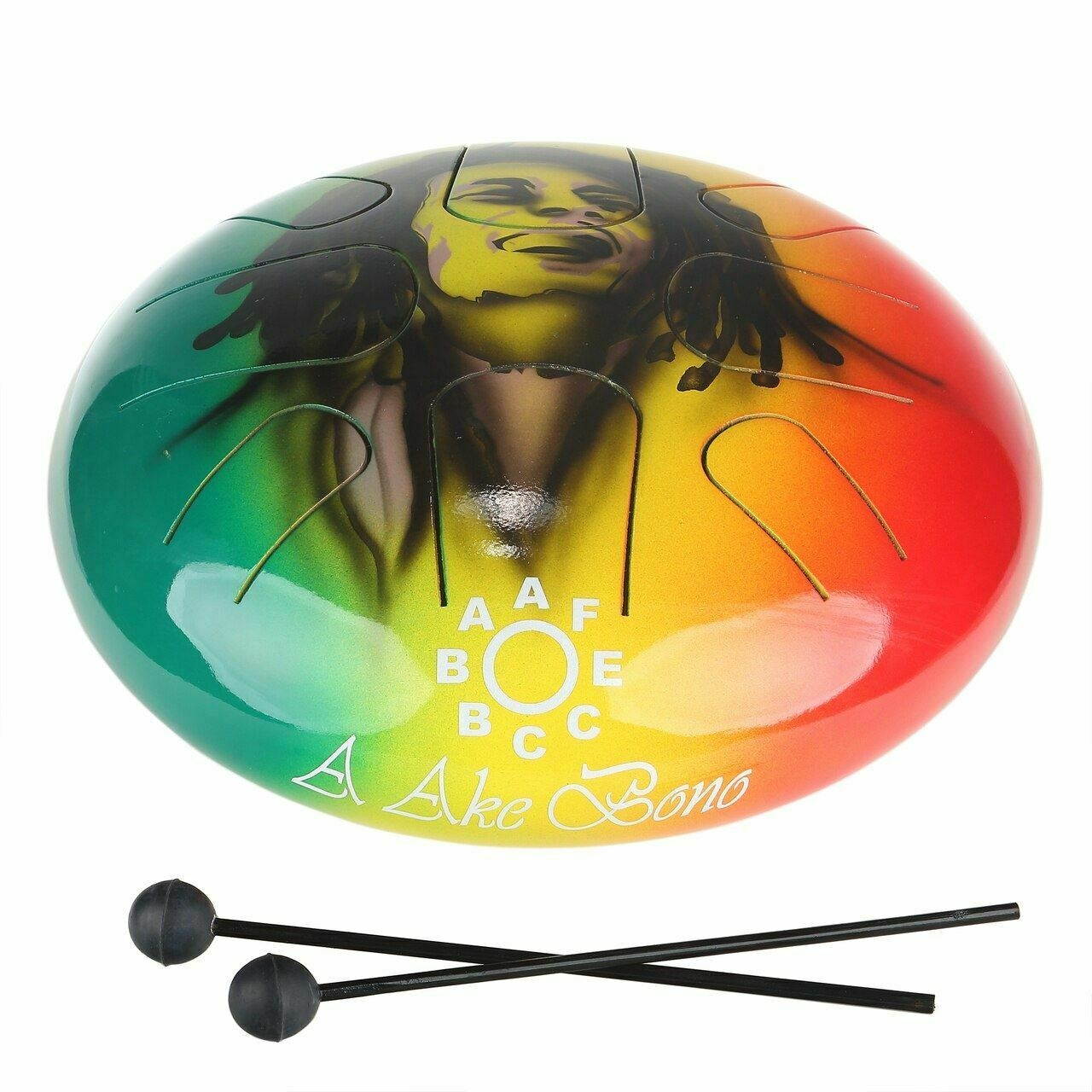 Reggae Rasta Metal Tongue Drum with 8 Notes, Includes Mallets