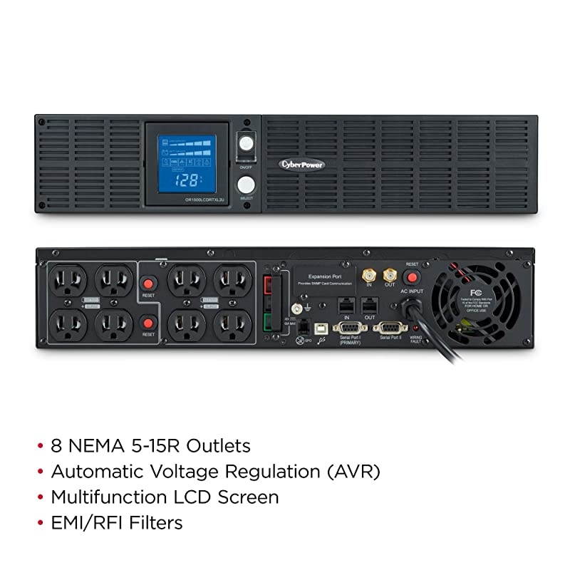 CP1000AVRLCD Intelligent LCD UPS System 1000VA600W 9 Outlets AVR MiniTower Black