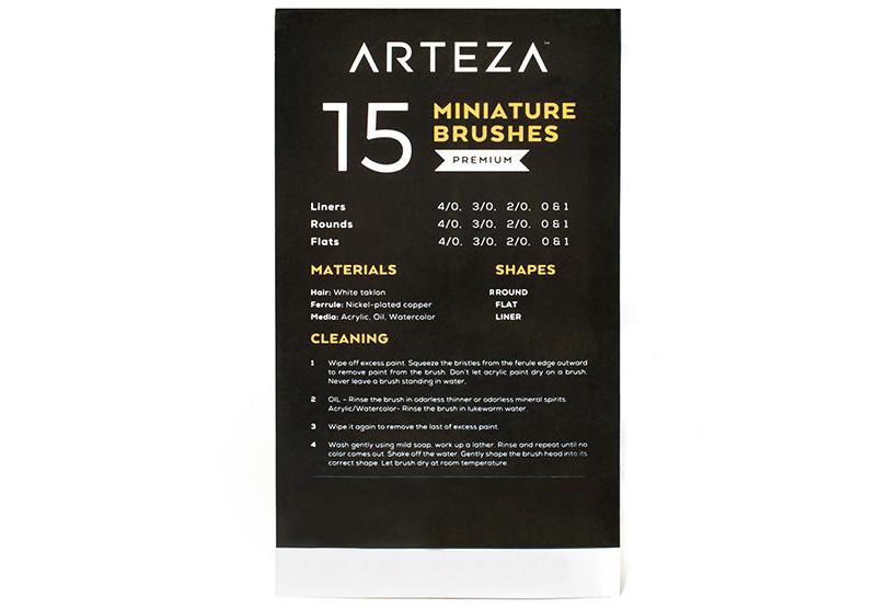 Arteza Detail Paint Brushes Art Supply Set - 15 Pack (ARTZ-8009)