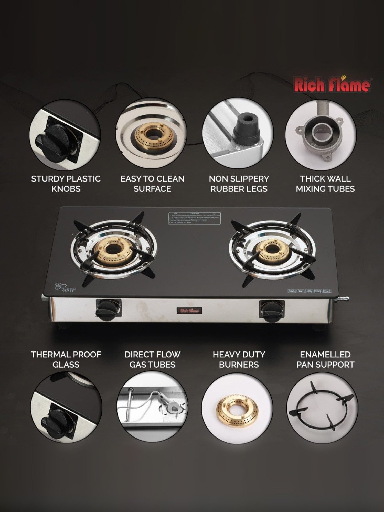 Range Kleen 4pc Porcelain Drip Pan Set Black