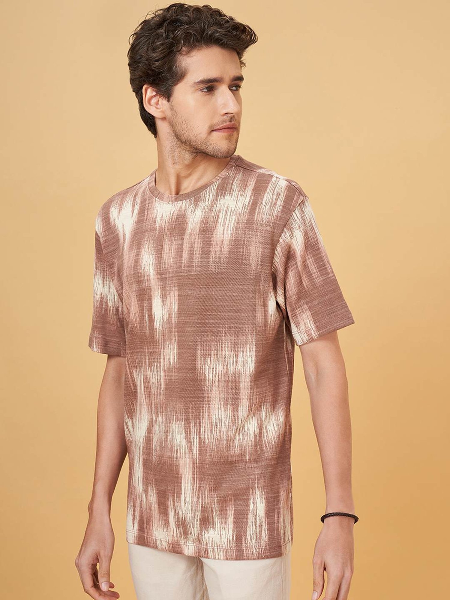 7 Alt By Pantaloons Whitecap Gray Cotton Relaxed Fit Printed T-Shirt