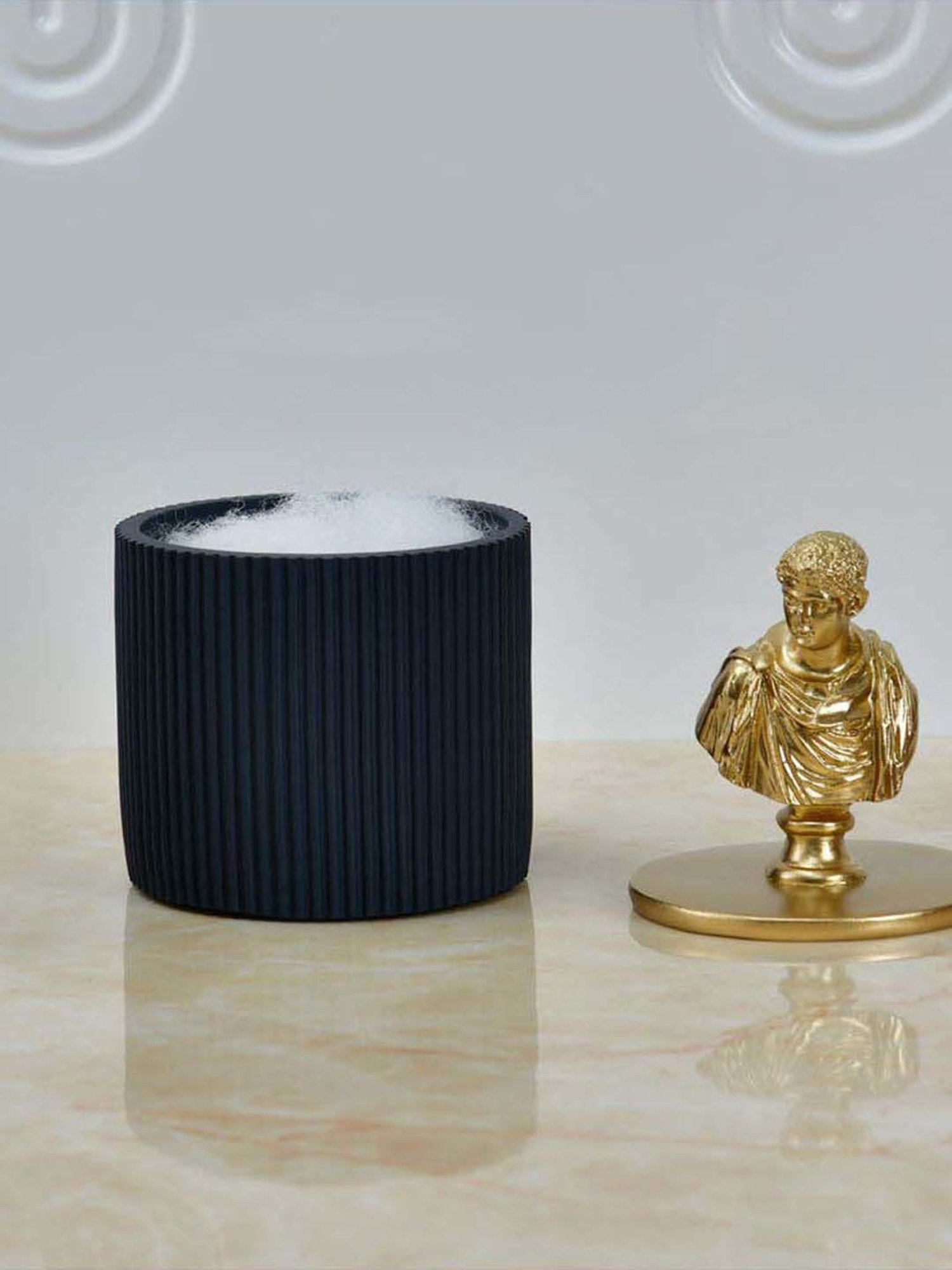 @home Grey & Gold Resin Fluted Design Mini Storage Box Organiser