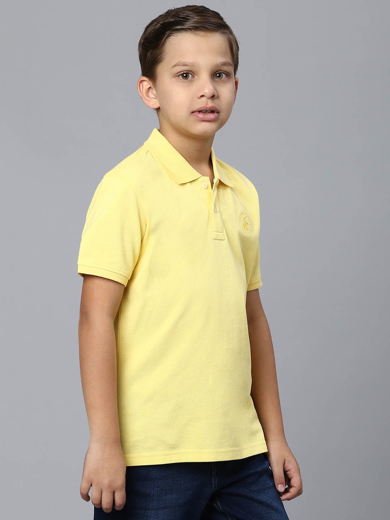 Beverly Hills Polo Club Boys Yellow Solid Polo T-Shirt