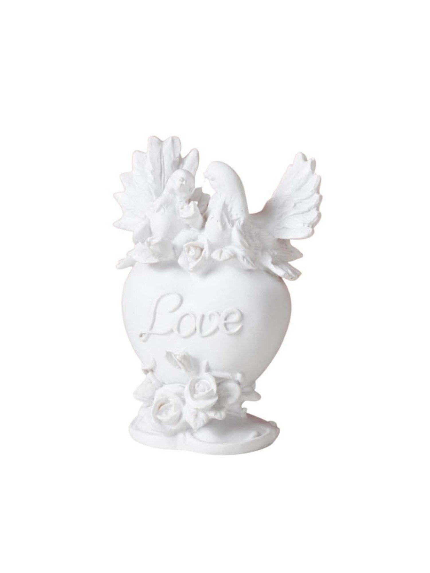 Nestasia Vintage White Resin Made Matte Finish Dove Birds Couple Decor Showpiece For Gifting 5.7"