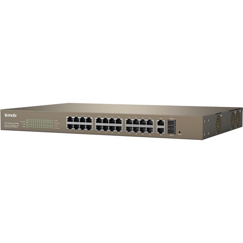 Tenda TEF1226P 24-Port 10/100 Mbps+2 Gigabit Web Smart POE Switch w/ 370W Output - 24 Ports - 2 Layer Supported - Modular