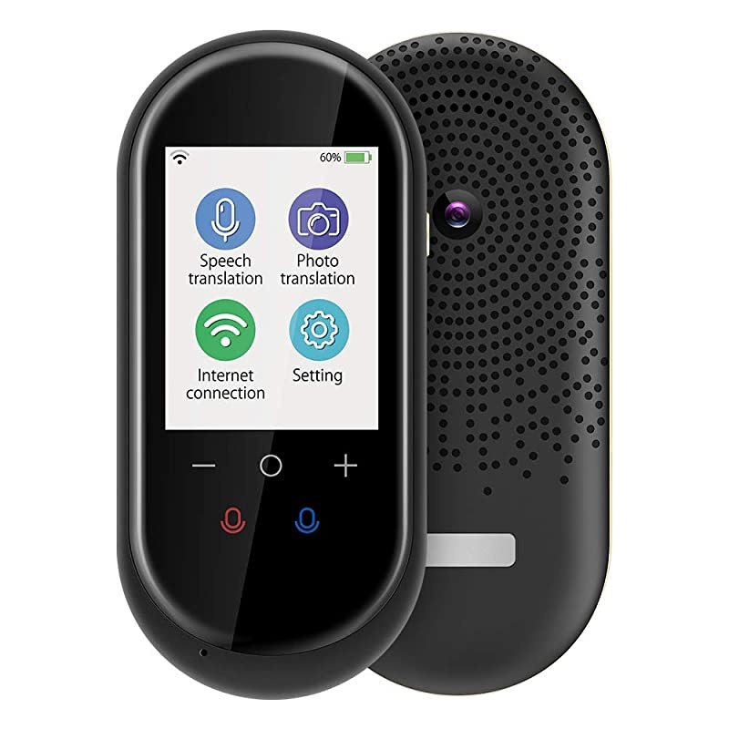 Language Translator Device with Camera Translation Bluetooth Earphones Connection 24 Inch Screen 106 Languages Two Voice TranslationBlack