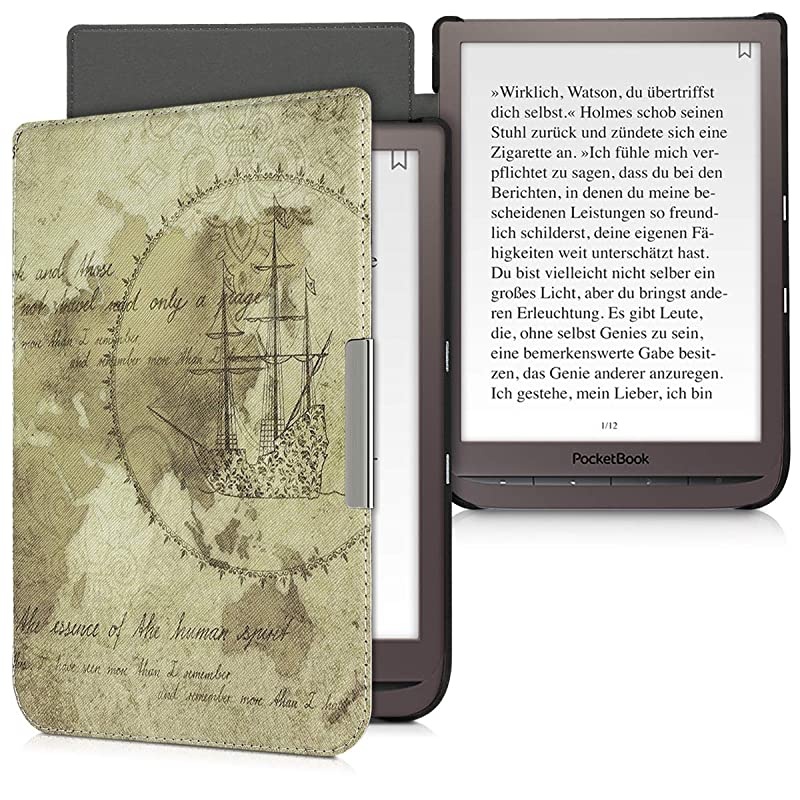 Case for Pocketbook InkPad 33 Pro Book Style PU Leather Protective eReader Cover Folio Case BrownLight Brown