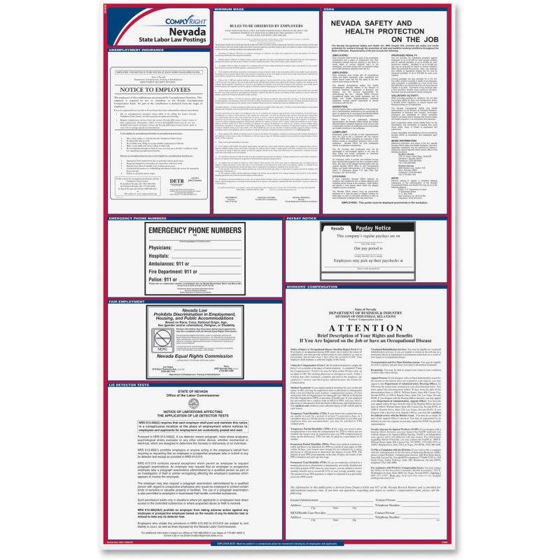 ComplyRight Nevada State Labor Law Poster, 24" x 37", Laminated - 1 per Pack