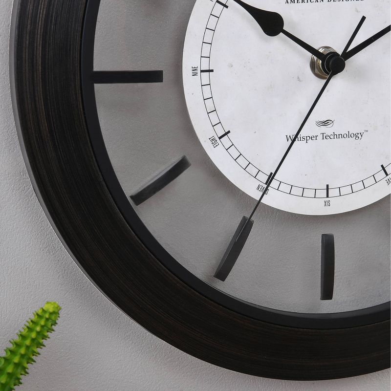 11" Foundry Bronze Wall Clock Dark Brown - FirsTime