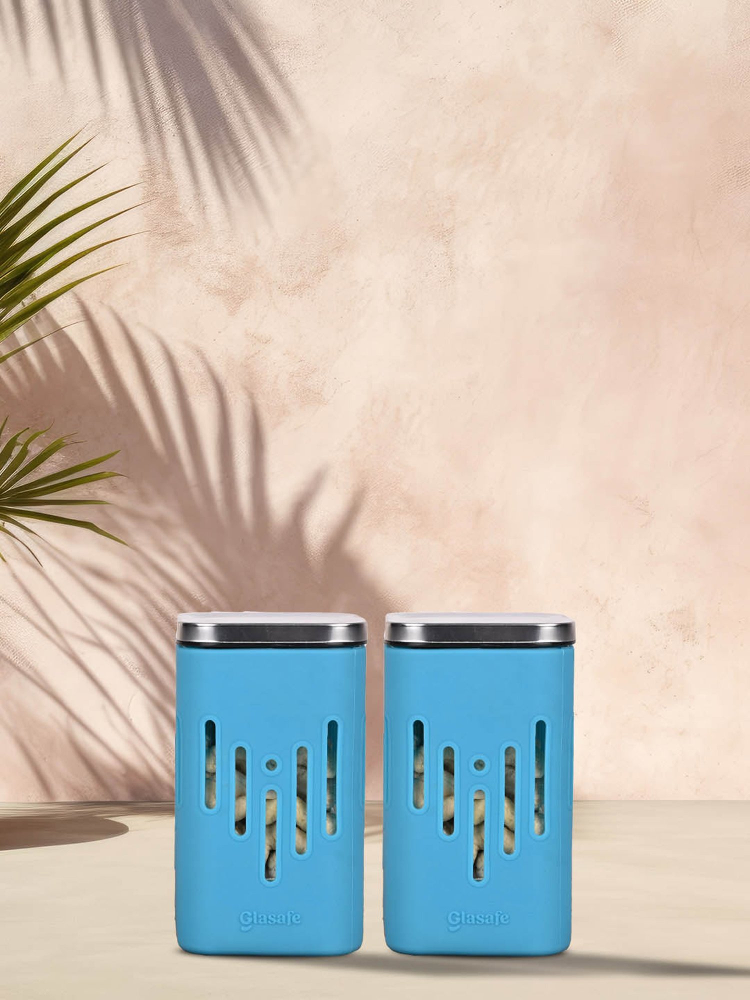 Glasafe 'O' Grip Tranquil Teal Borosilicate Containers - Set of 2 (250ml)