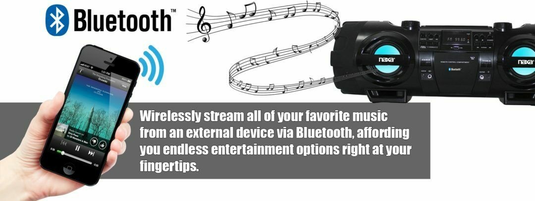 CD Player Boombox CDCDRCDRW Portable wBluetooth USB AMFM Radio Aux LineInput Headset Jack Foldable Carrying Handle and LED Light Phantom Black