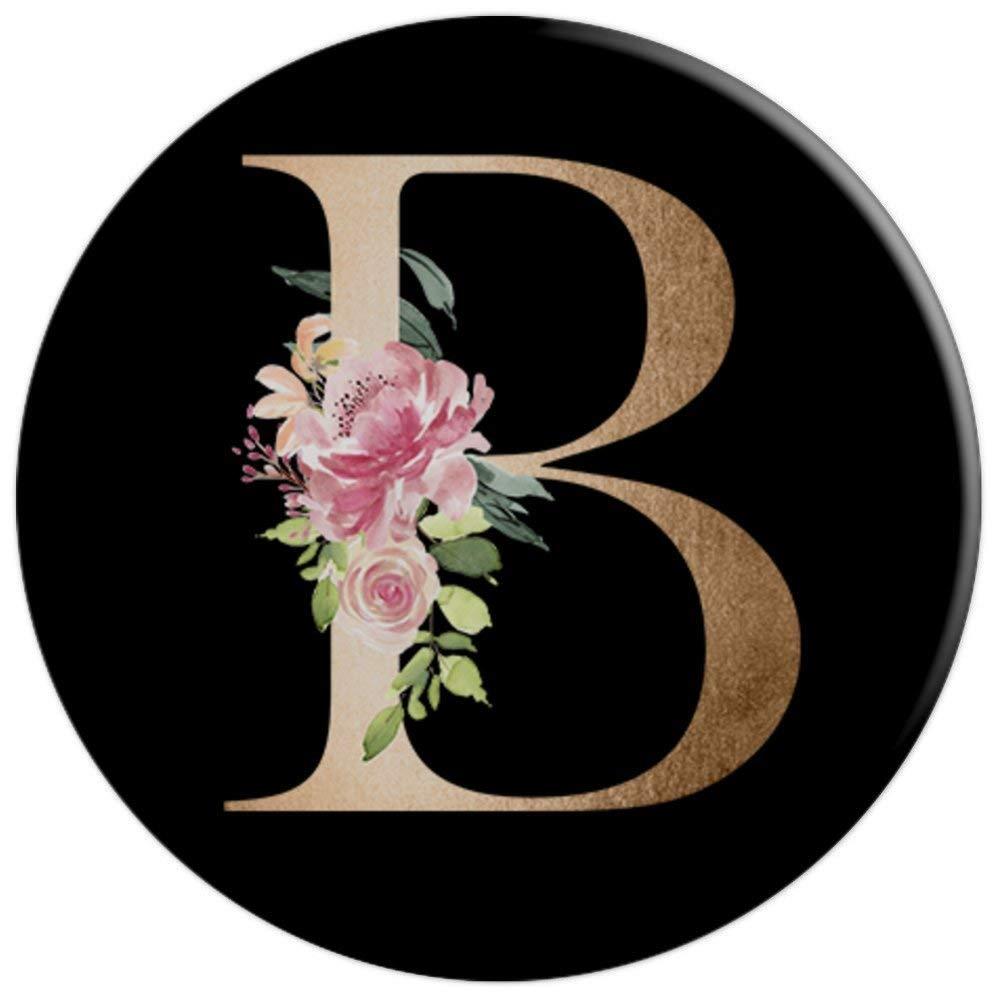 B Golden Floral Letter - PopSockets Grip and Stand for Phones and Tablets