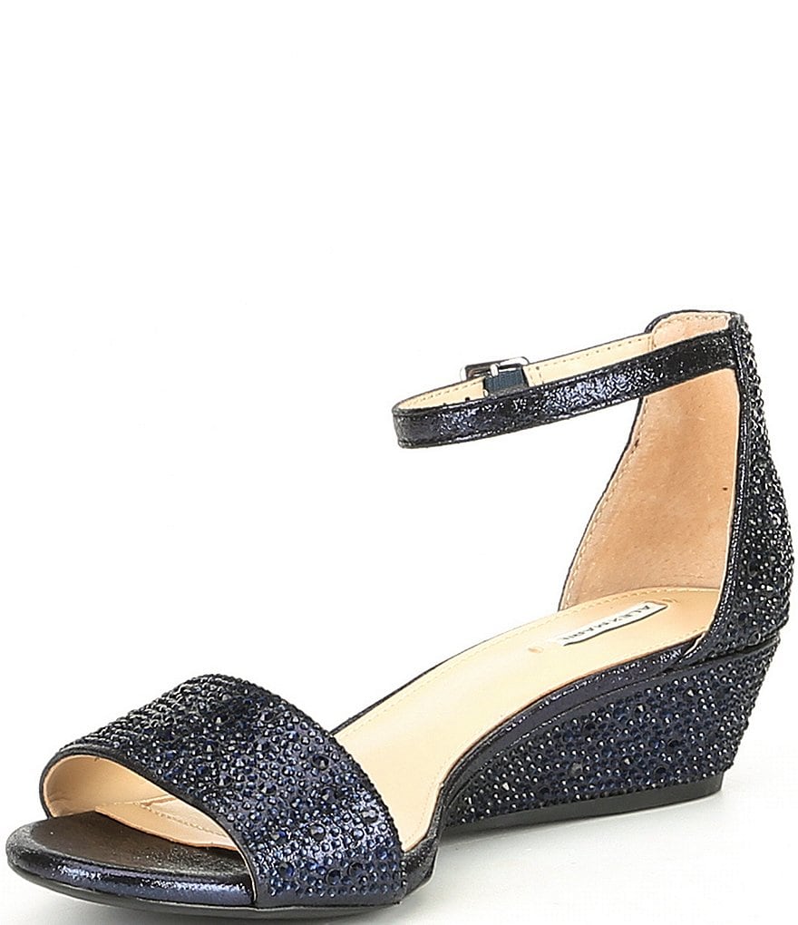 Alex Marie Mairithree Rhinestone Embellished Ankle Strap Wedge Sandals