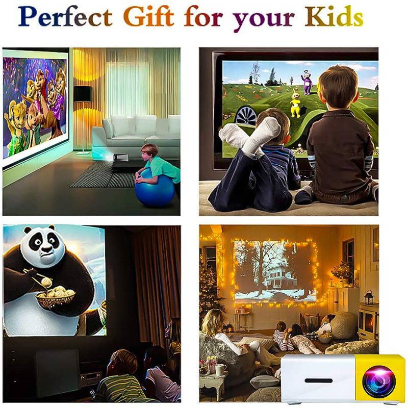 Pico Projector - Artlii 2020 New Mini Projector, Color LED Portable Projector for Cartoon, Movie, Kids Gift, Compatible with HDMI USB Laptop Video Games