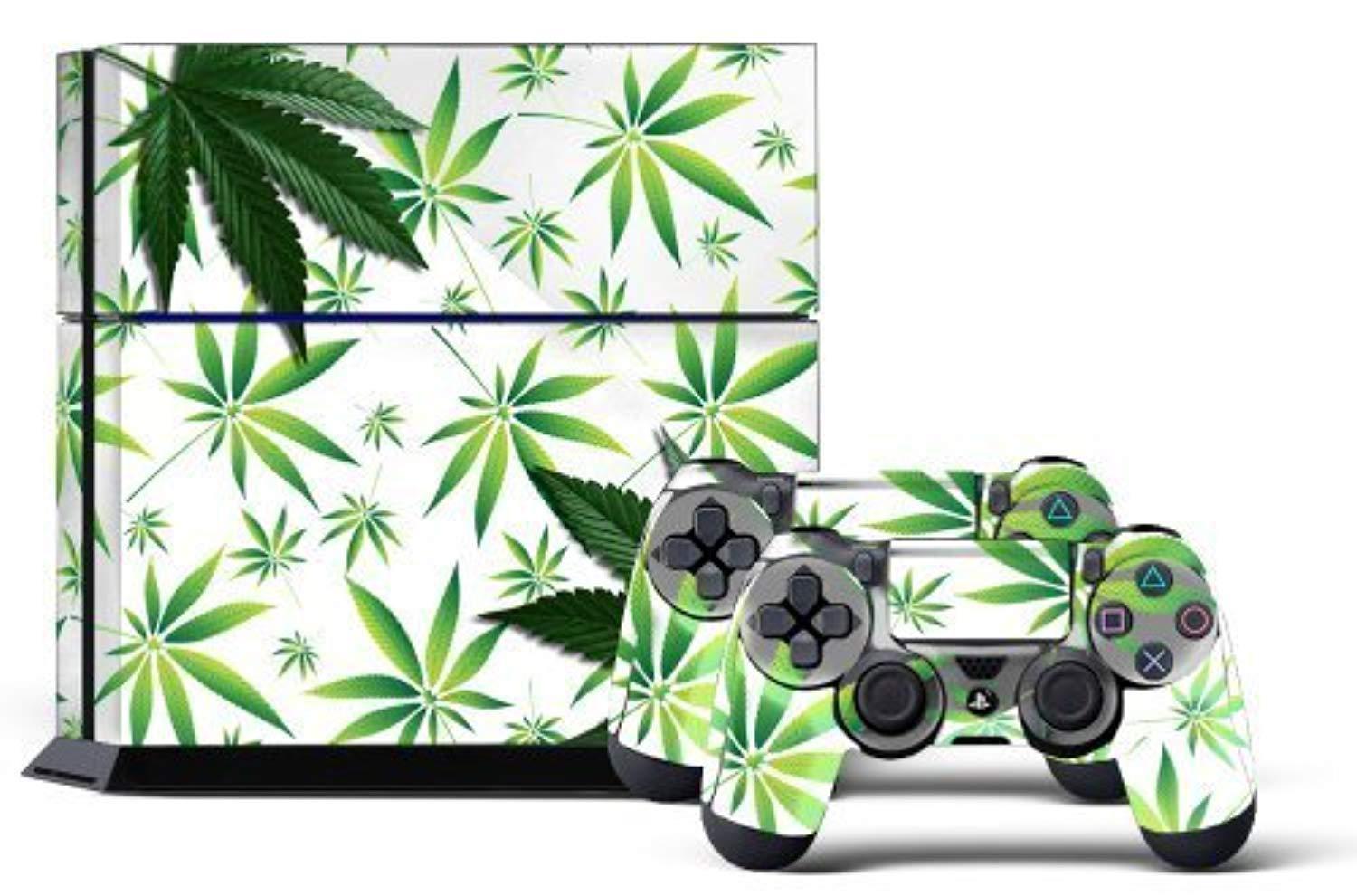 Sony PS4 PlayStation 4 Console Skin plus 2 Controller Skins -  Weeds White