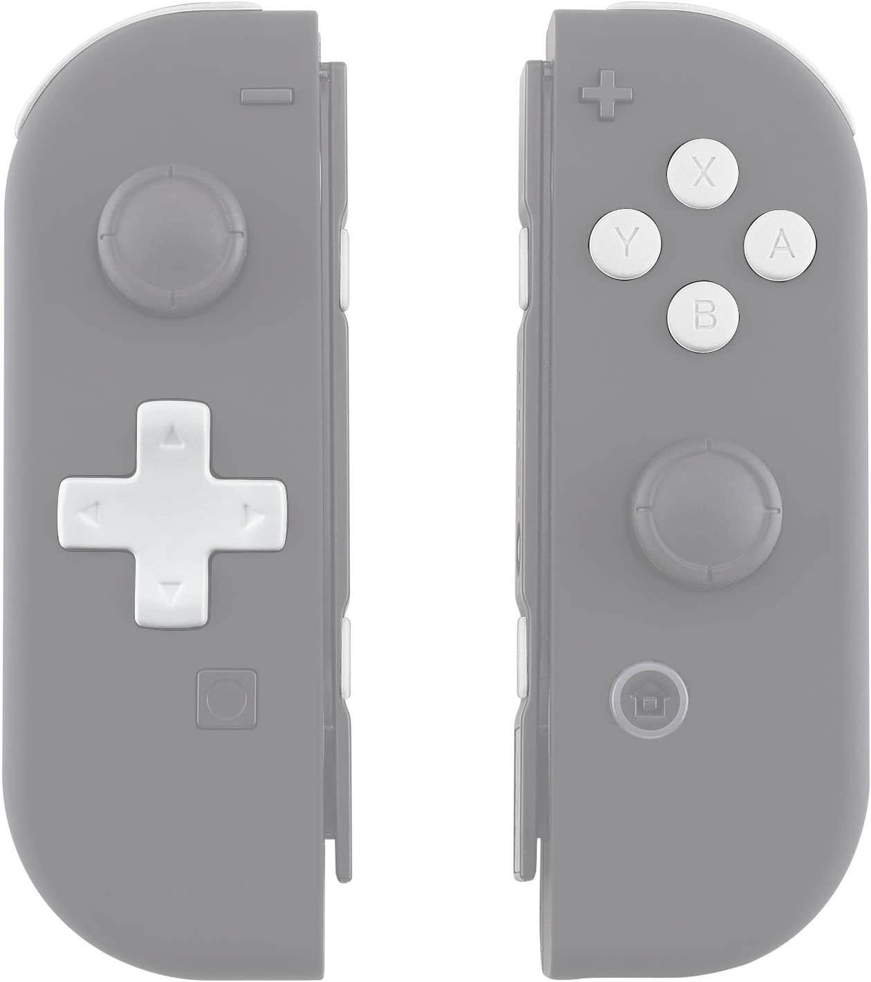 Soft Touch White D-pad ABXY Keys SR SL L R ZR ZL Trigger Buttons Springs, Replacement Full Set Buttons Fix Kits for Nintendo Switch Joycon (D-pad ONLY Fits for eXtremeRate Joycon D-pad Shell)