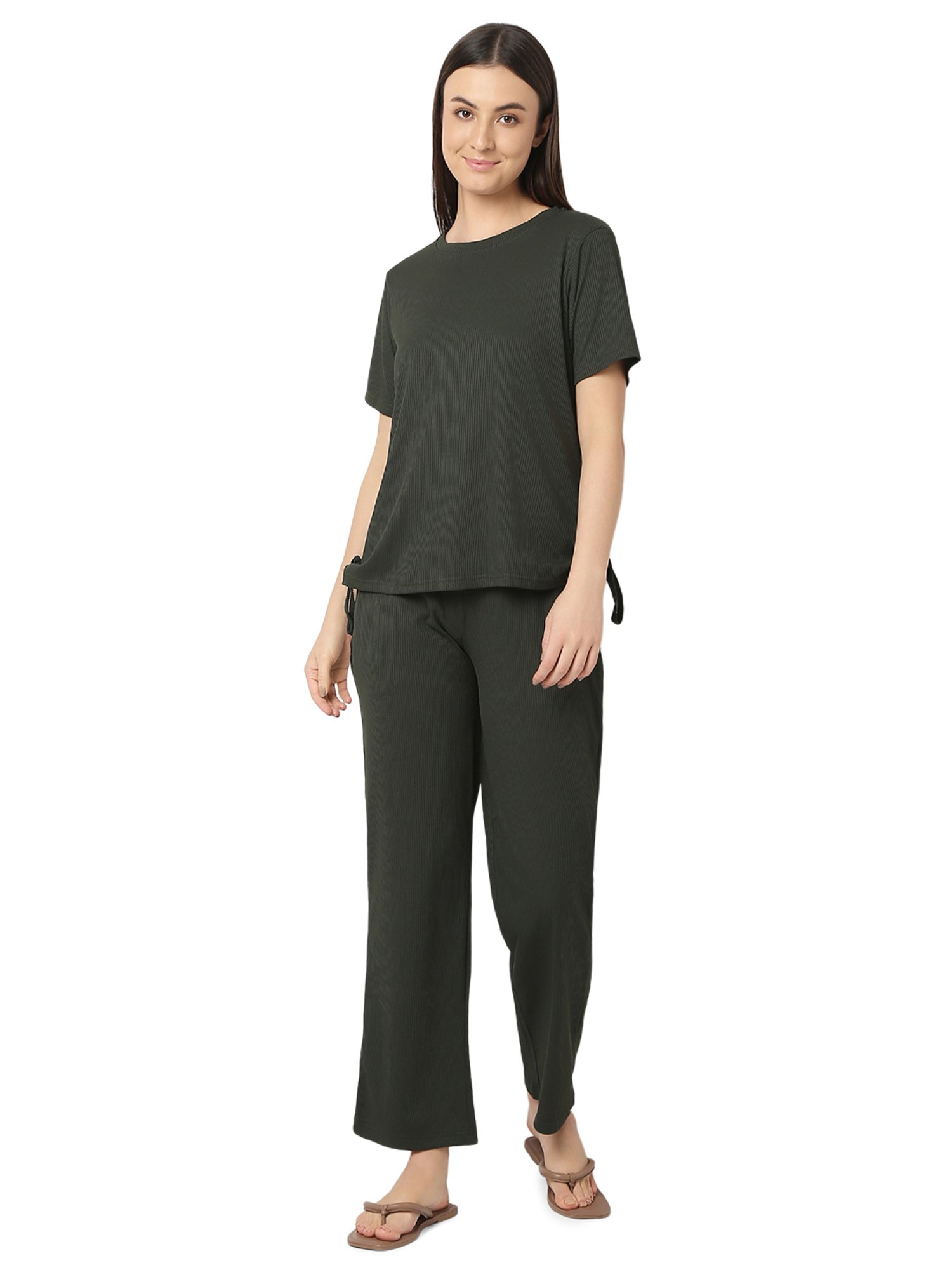 Smarty Pants Olive Top With Lounge Pants