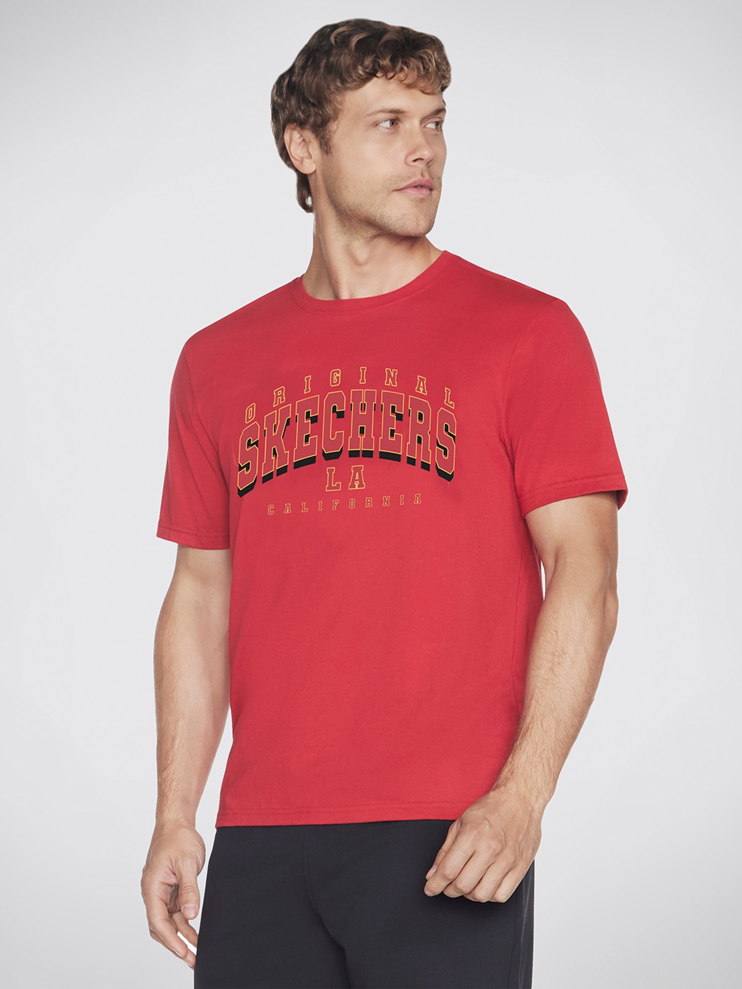 Skechers Red Relaxed Fit Printed Crew T-Shirt