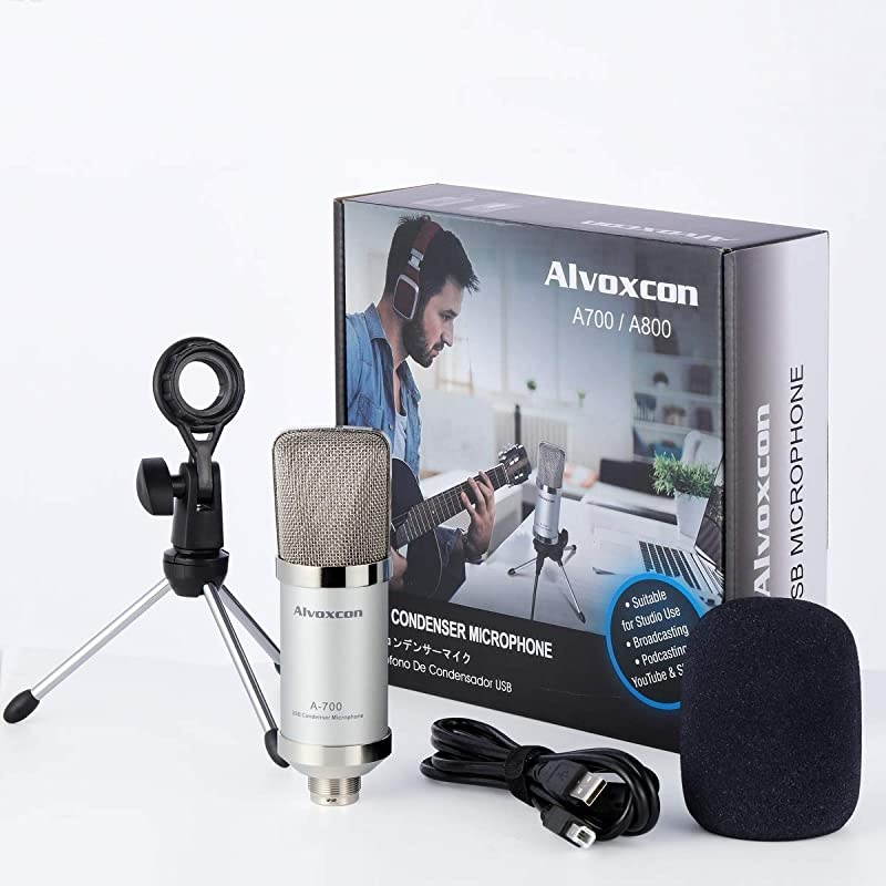 USB Microphone  Unidirectional Condenser Mic for Computer PC MacWindows Podcasting Vlog YouTube Studio Recording Skype Stream Voice Over Vocal Dictation with Desktop Tripod Stand