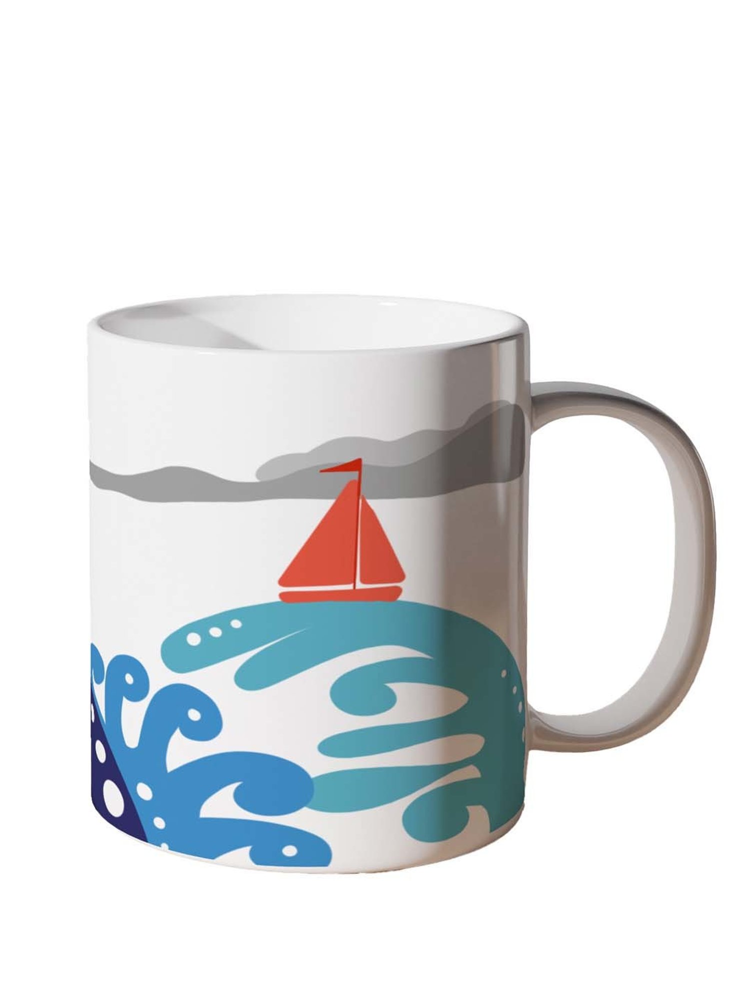 Nestroots White Stoneware Sailing Seas Coffee Mug (0.325 L)
