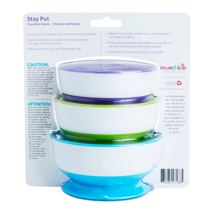Munchkin 3pk Stay-Put Suction Bowls