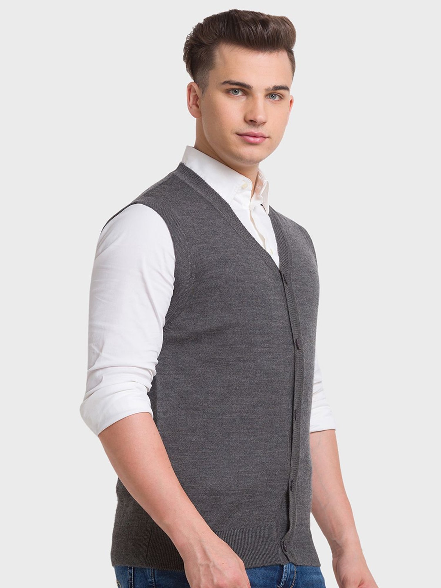 ColorPlus Grey Regular Fit Cardigan