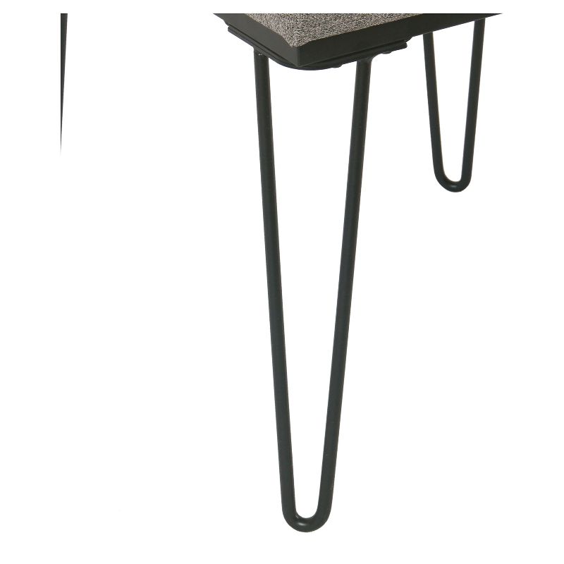 Mid Mod Square Stool Metal Hairpin Leg - Gray - HomePop
