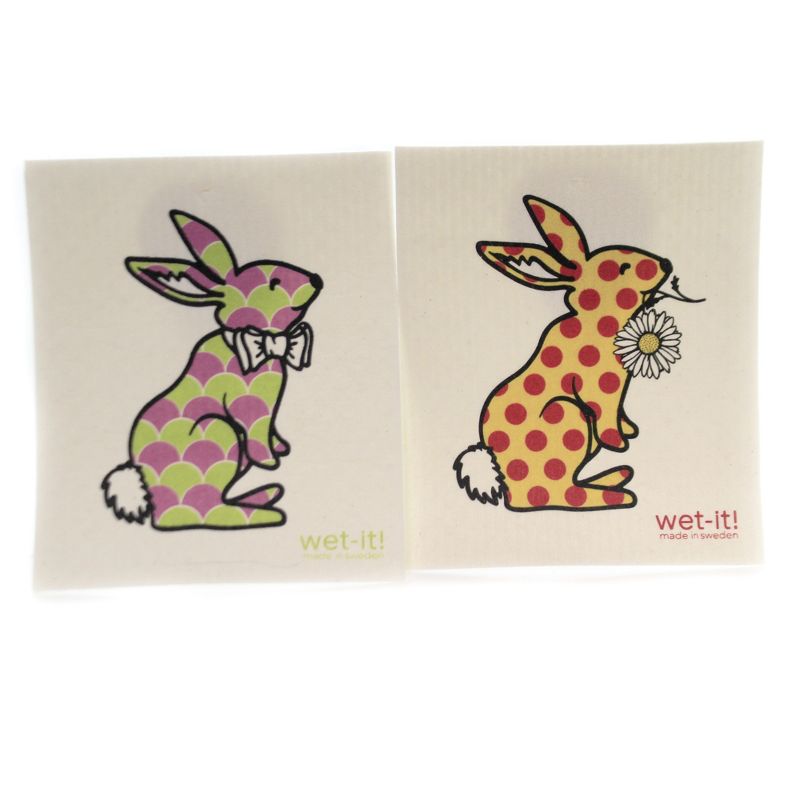 Swedish Dish Cloth 7.75" Spring Bunny Set Cleaning Cloth Rabbit  -  Dish Cloth
