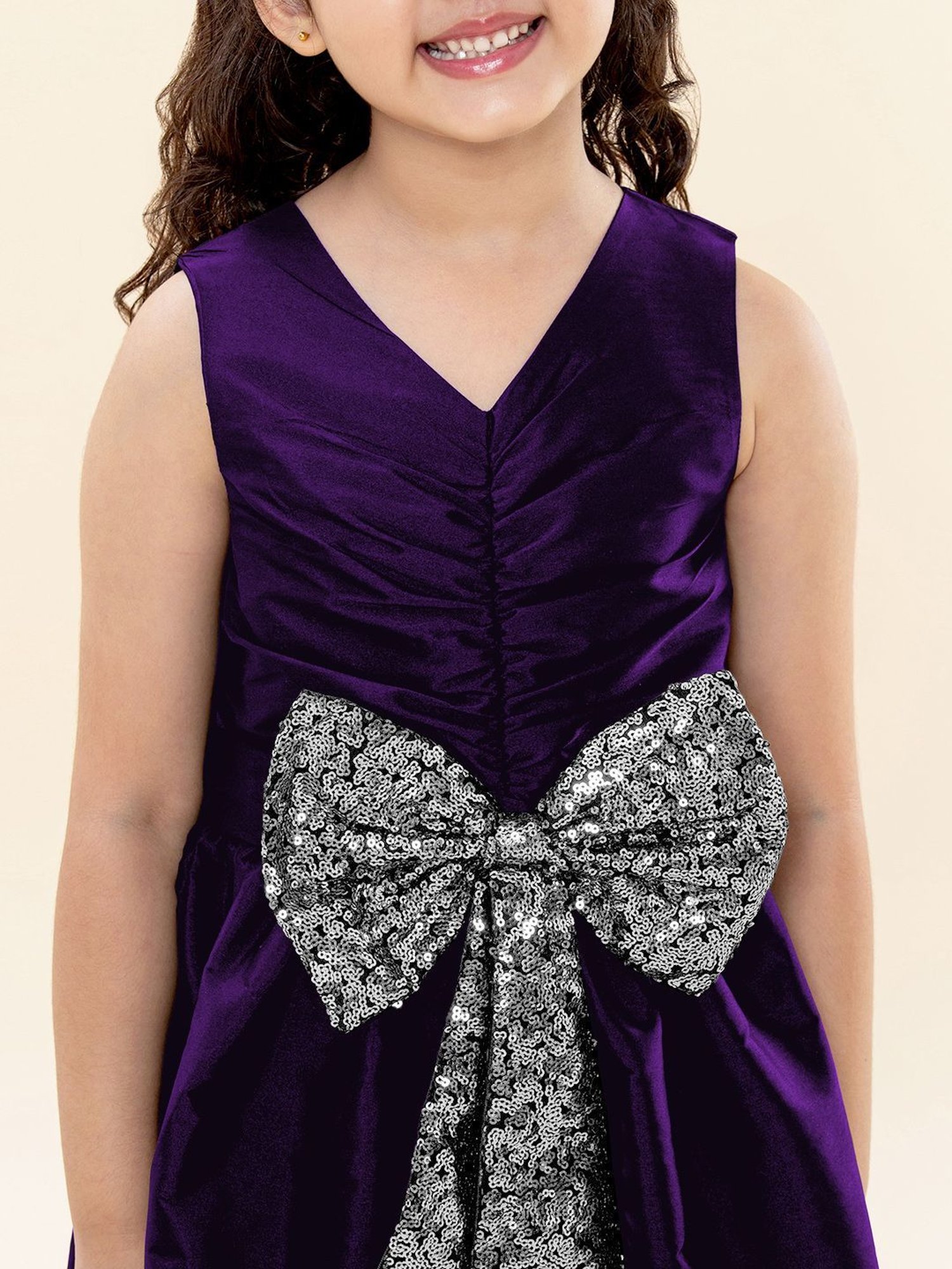 A.T.U.N. Kids Purple & Silver Sequence Dress