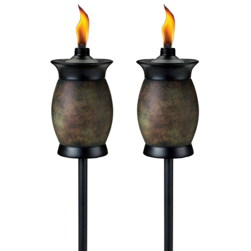 2pk Convertible 64" Ceramic Jar Patio Torch Cream - TIKI