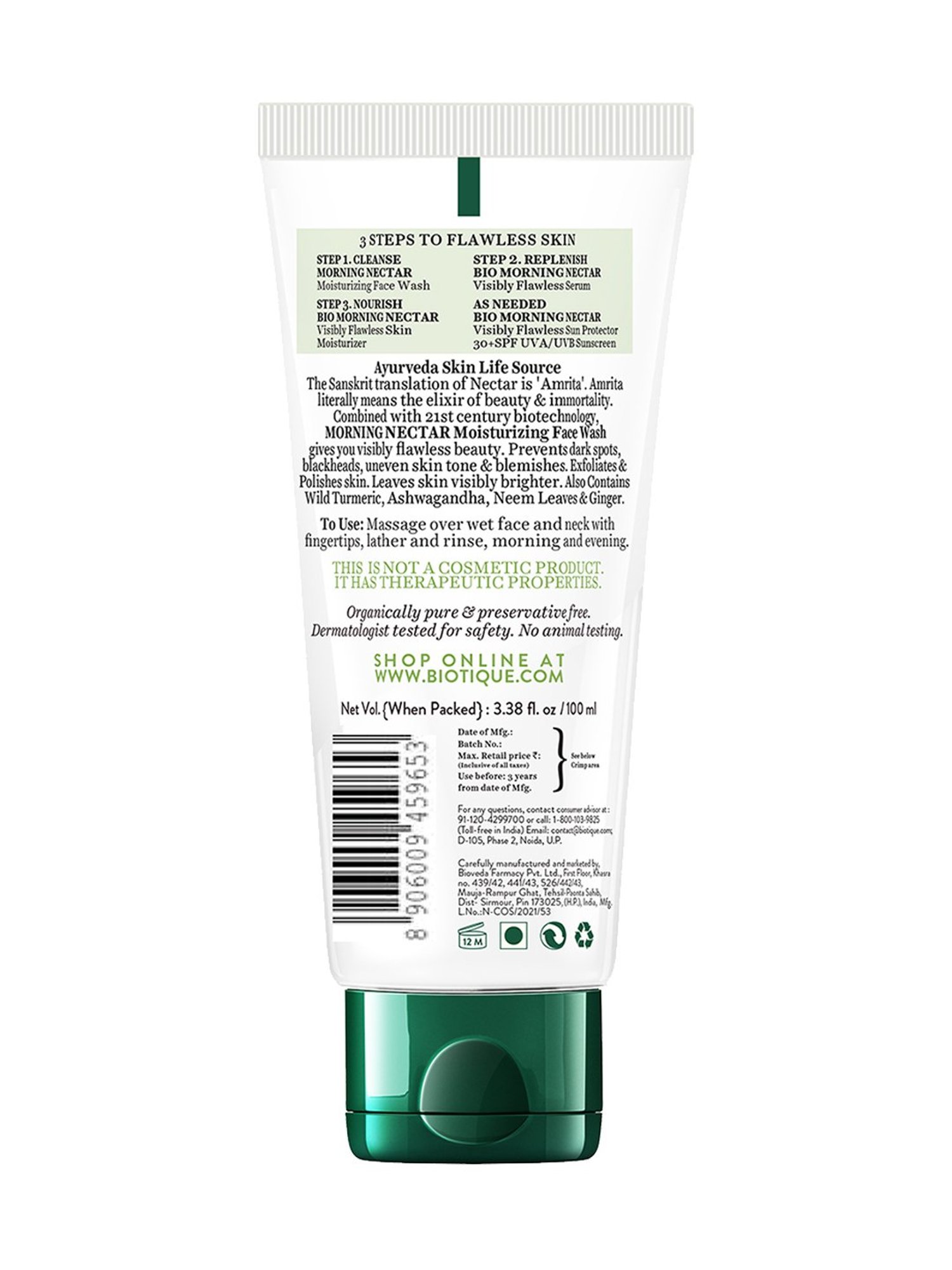 Biotique Morning Nectar Moisturizing & Nourish Face Wash - 100 ml