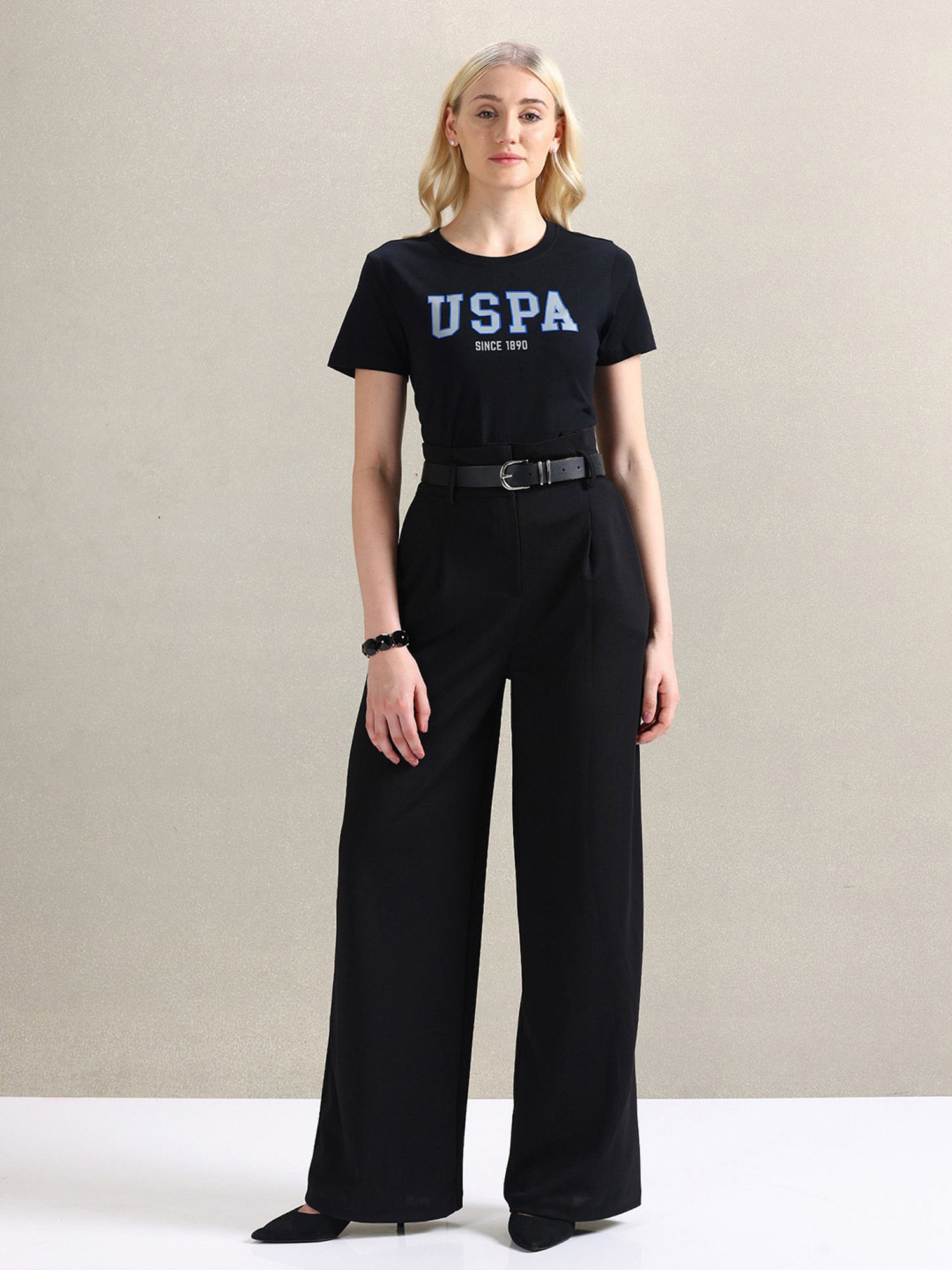 U.S. Polo Assn. Black Cotton Graphic Print T-Shirt