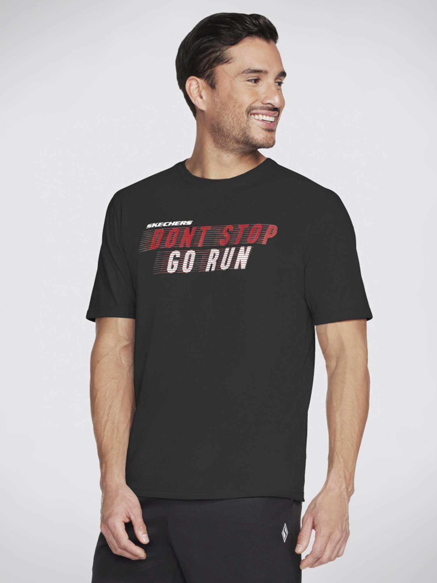 Skechers Black Relaxed Fit Printed T-Shirt