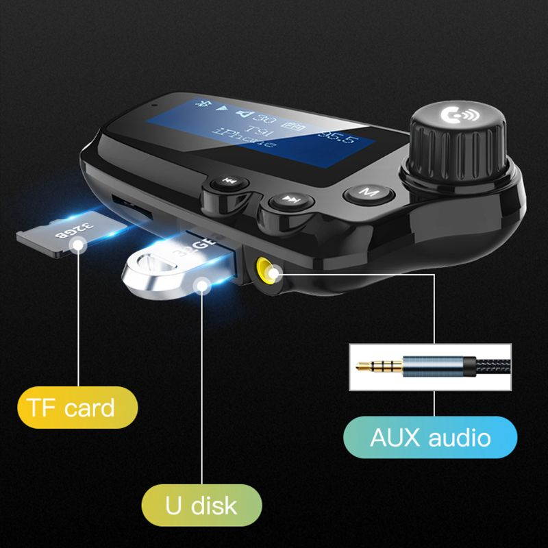 1 pcs Bluetooth FM Transmitter Hands Free Car Wireless Radio Adapter Kit QC3.0 Smart Dual USB Ports TF Card Mp3 Music Player A69B
