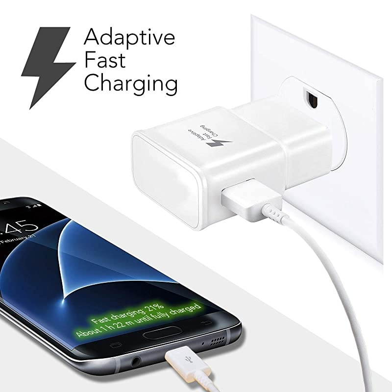 Charger Adaptive Fast Charger Kit for Samsung Galaxy S7S7 ES6S6 ENote54 S4S3 USB 20 Fast Charge Kit True Digital Adaptive Fast Charging Charge + Micro USB Cable 4 ft