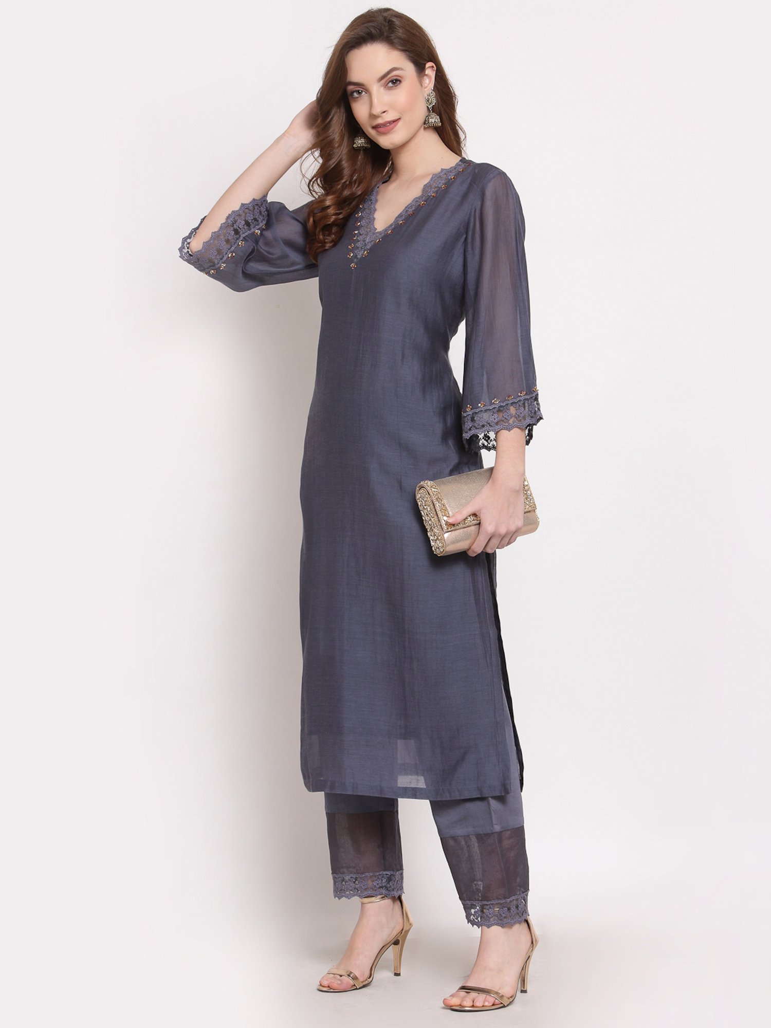 DART STUDIO Grey Relaxed Fit Palazzos