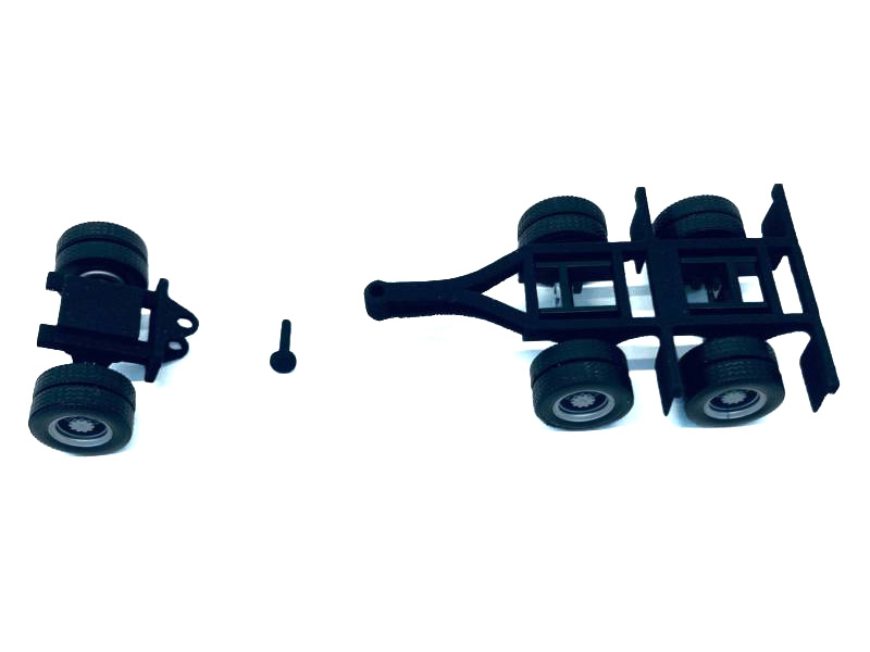 Lowboy Dual Axle Booster with Integrated Rear Axle and Fenders (2 Sets) 1/87 (HO) Plastic Model by Promotex